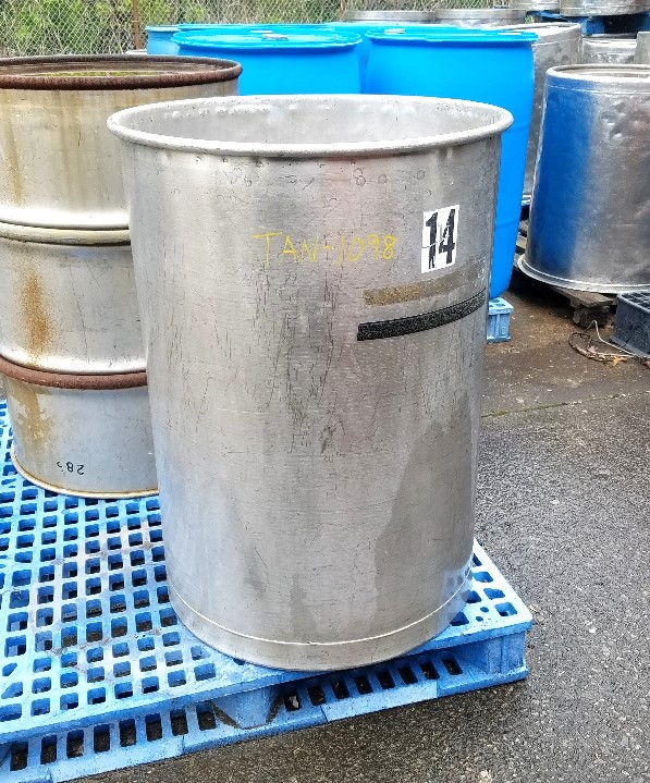 used 55 gallon Stainless Steel Drum/tank. 22.5